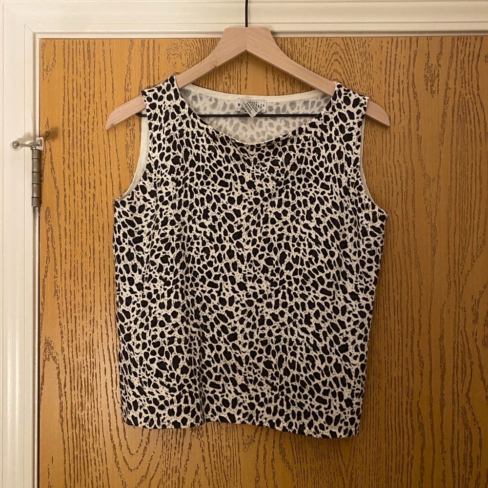 White Stag Black and White Animal Print Tank Top